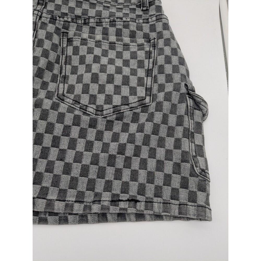 Sm. Women’s Y2K Style Checkerboard Denim Cargo Mini Skirt Gray Black Annie Wear - Picture 9 of 9